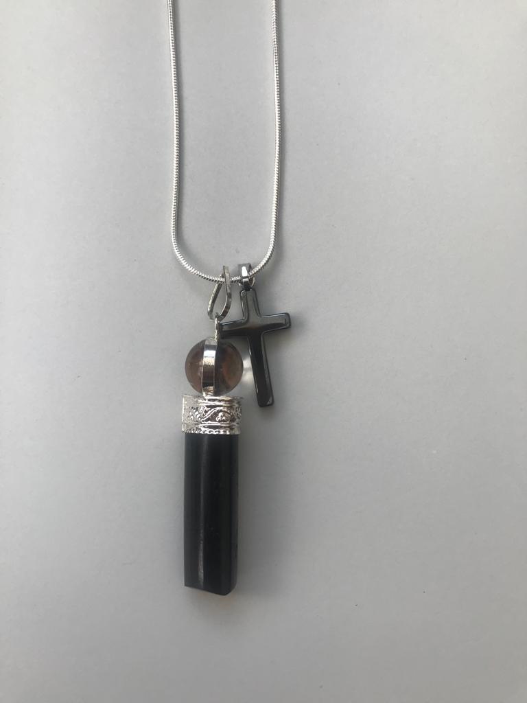 Black Tourmaline & Clear Quartz Necklace